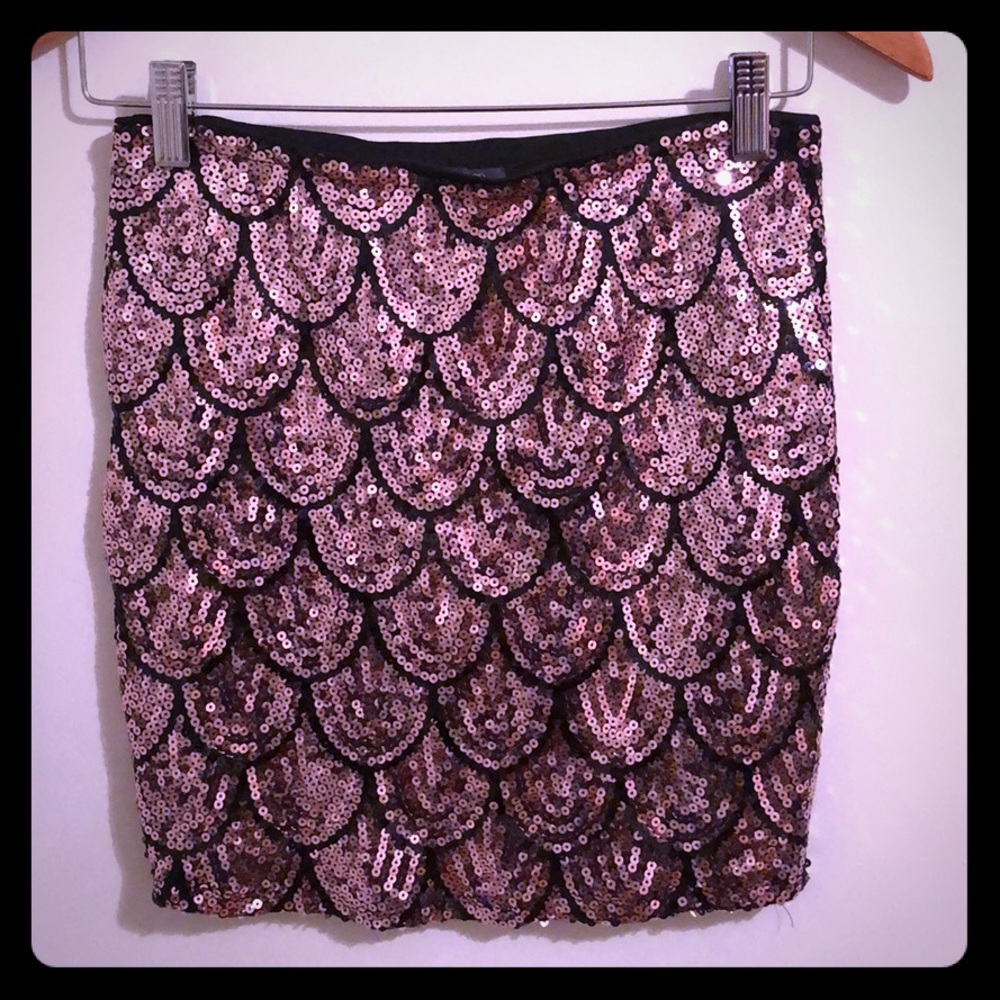 Pink and black sequin skirt